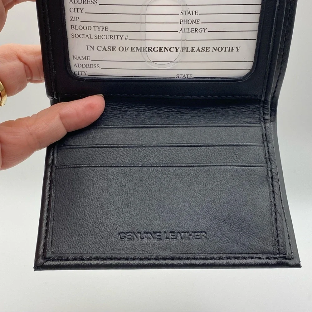 UT VOLS Black Leather Trifold Wallet TN College Fan Big Orange Graduation NWOT